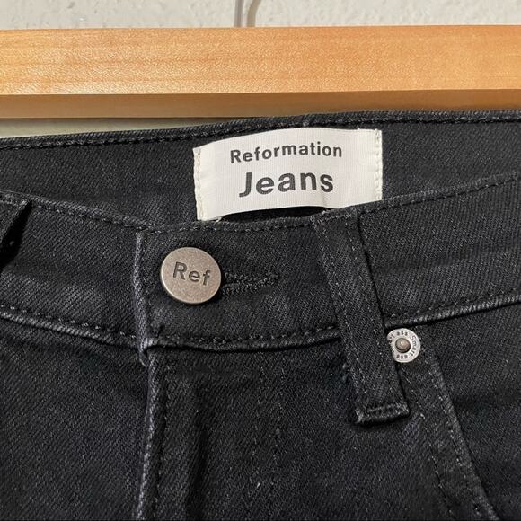 Reformation Black High Rise Skinny Jeans Distressed Womens 23 Denim Casual Fall - Picture 6 of 7